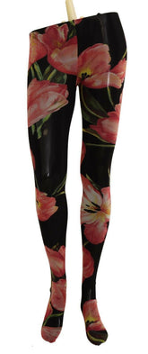 Dolce & Gabbana Black Floral Print Nylon Tights Stockings -   -  Dolce & Gabbana.